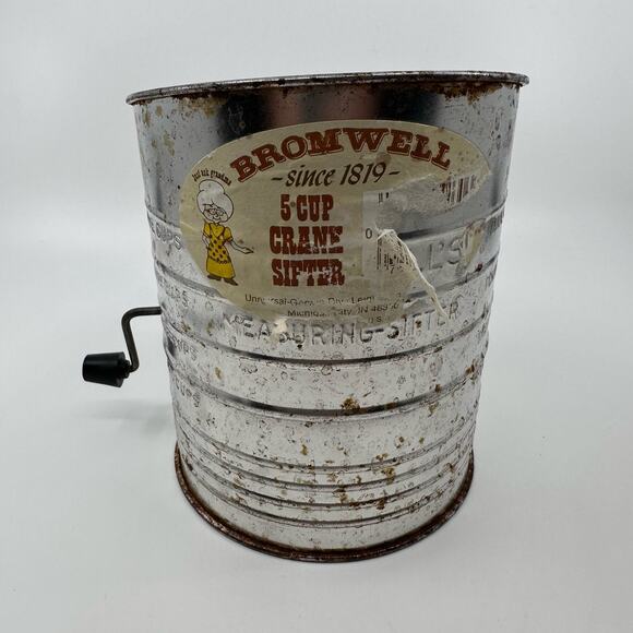 Vintage Bromwell's 5 Cup Crank Handle Measuring Flour Sifter Made in USA - Picture 8 of 8